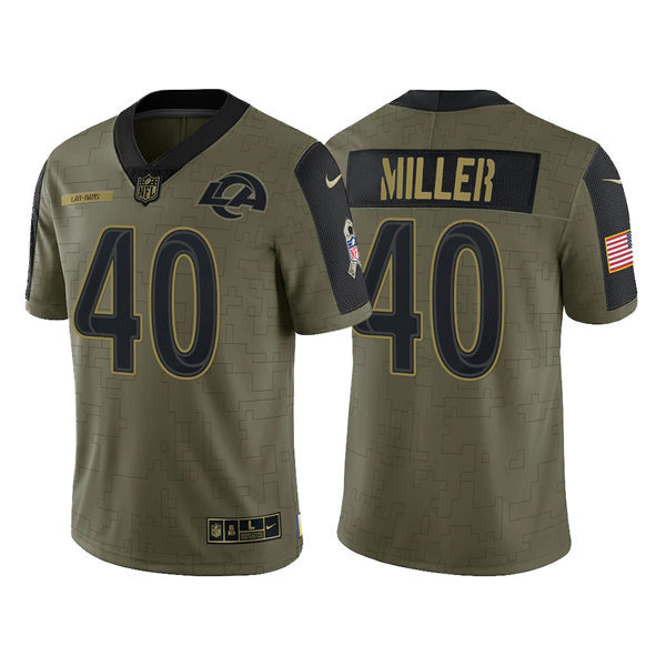 Mens Los Angeles Rams #40 Von Miller Nike Olive 2021 Salute To Service Limited Jersey