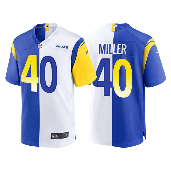 Mens Los Angeles Rams #40 Von Miller Nike Royal White Two Tone Split Jersey