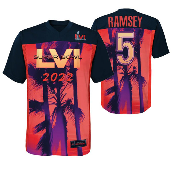 Mens Los Angeles Rams #5 Jalen Ramsey 2022 LVI Super Bowl Red Black Game Jersey