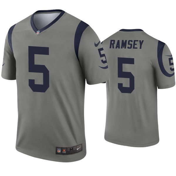 Mens Los Angeles Rams #5 Jalen Ramsey Nike Grey Inverted Legend Jersey