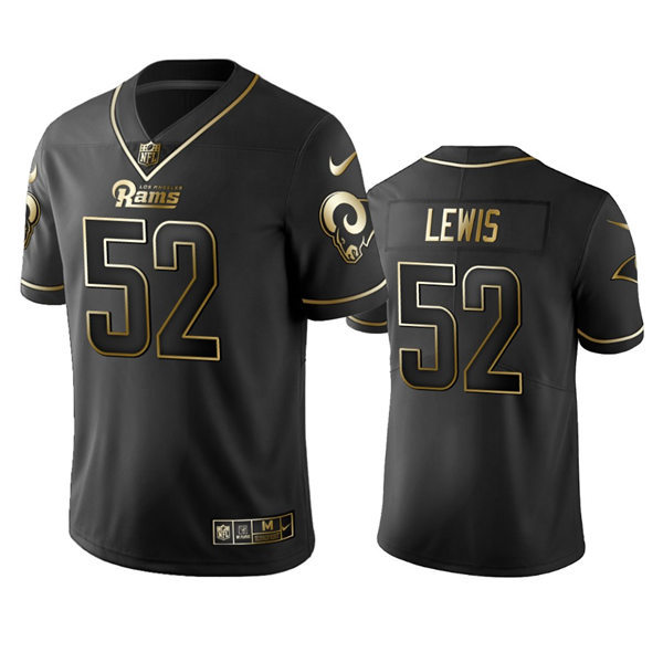 Mens Los Angeles Rams #52 Terrell Lewis Nike Black Golden Edition Vapor Limited Jersey