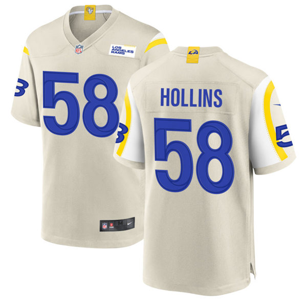 Mens Los Angeles Rams #58 Justin Hollins Nike Bone Vapor Untouchable Limited Jersey
