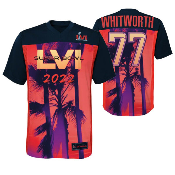 Mens Los Angeles Rams #77 Andrew Whitworth 2022 LVI Super Bowl Red Black Game Jersey