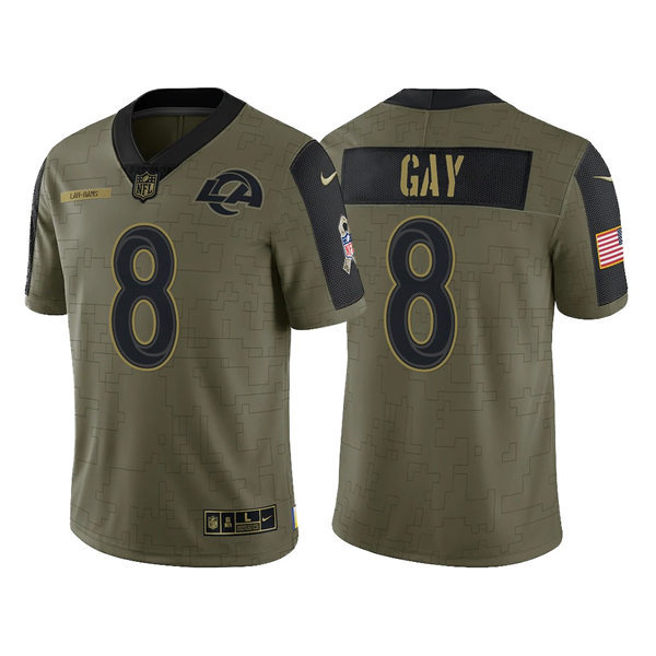 Mens Los Angeles Rams #8 Matt Gay Nike Olive 2021 Salute To Service Limited Jersey