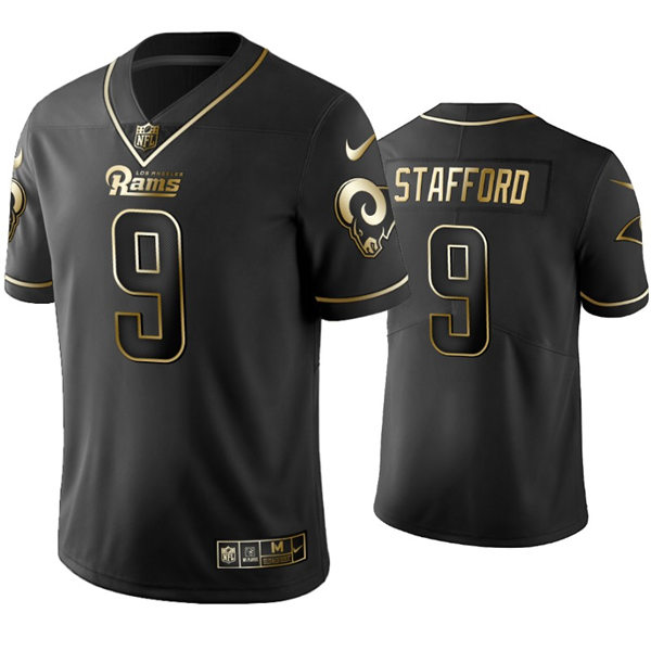 Mens Los Angeles Rams #9 Matthew Stafford Nike Black Golden Edition Vapor Limited Jersey