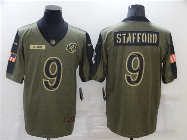 Mens Los Angeles Rams #9 Matthew Stafford Nike Olive 2021 Salute To Service Limited Jersey