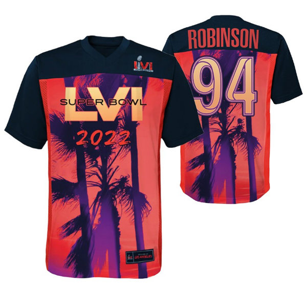 Mens Los Angeles Rams #94 A'Shawn Robinson 2022 LVI Super Bowl Red Black Game Jersey