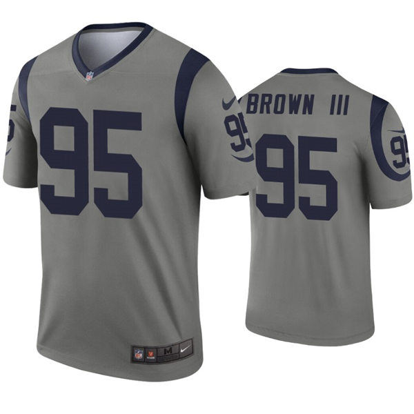 Mens Los Angeles Rams #95 Bobby Brown III Nike Grey Inverted Legend Jersey