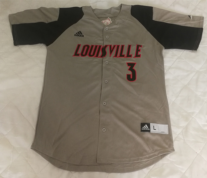 Mens Louisville Cardinals #3 Dan McDonnell Grey With Black Adidas College Baseball Jersey