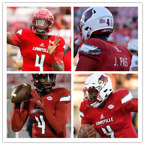 Mens Louisville Cardinals #4 Jawon Pass Adidas 2013-18 Red College Football Jersey