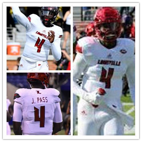 Mens Louisville Cardinals #4 Jawon Pass Adidas 2013-18 White College Football Jersey