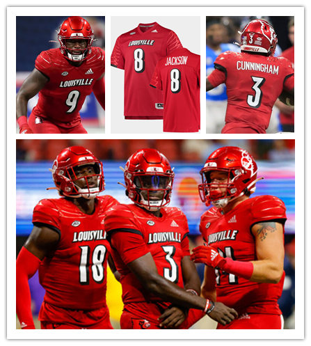 Mens Louisville Cardinals Custom Jalen Mitchell Marshon Ford Tyler Harrell Josh Johnson Jordan Watkins Adidas 2021 All Red Football Jersey