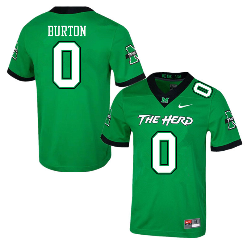 Mens Marshall Thundering Herd #0 Sam Burton Stitched 2020 Green College Football Game Jersey