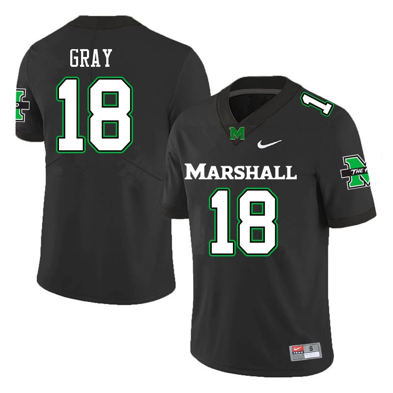Mens Marshall Thundering Herd #18 Charlie Gray Stitched 2020 Black Nike College Football Game 