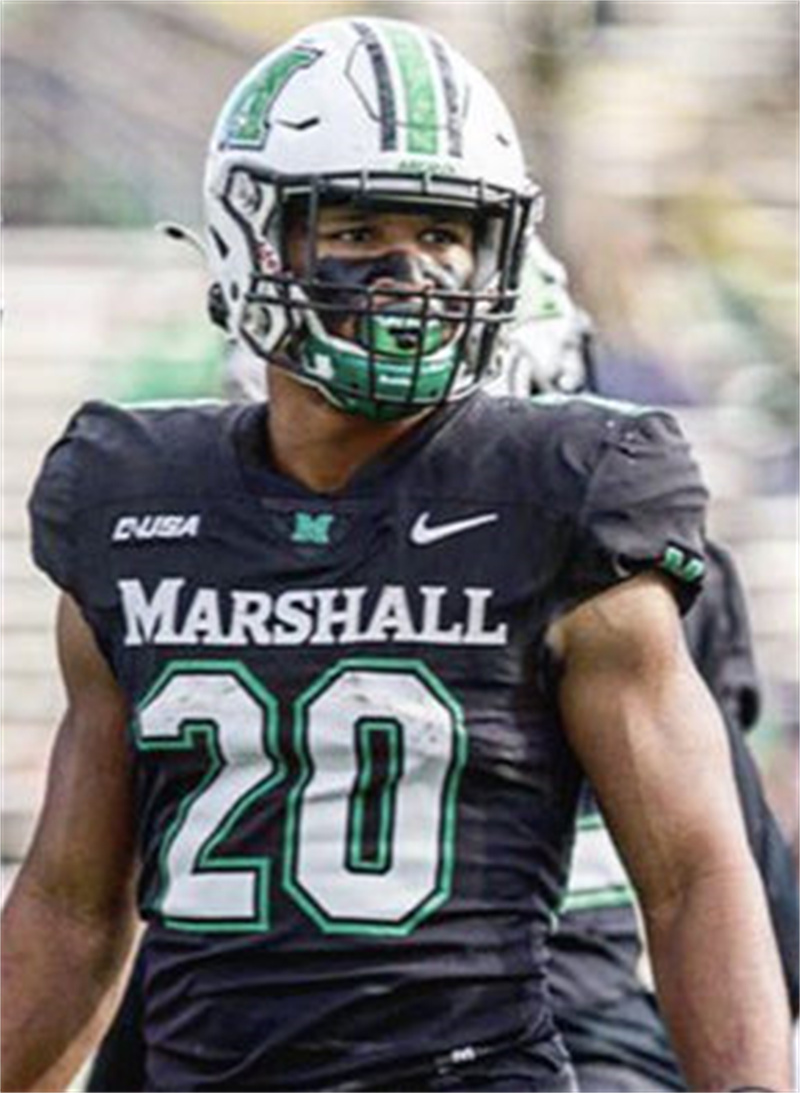 Mens Marshall Thundering Herd #20 Brenden Knox Stitched 2020 Black Nike College Football Game Jersey