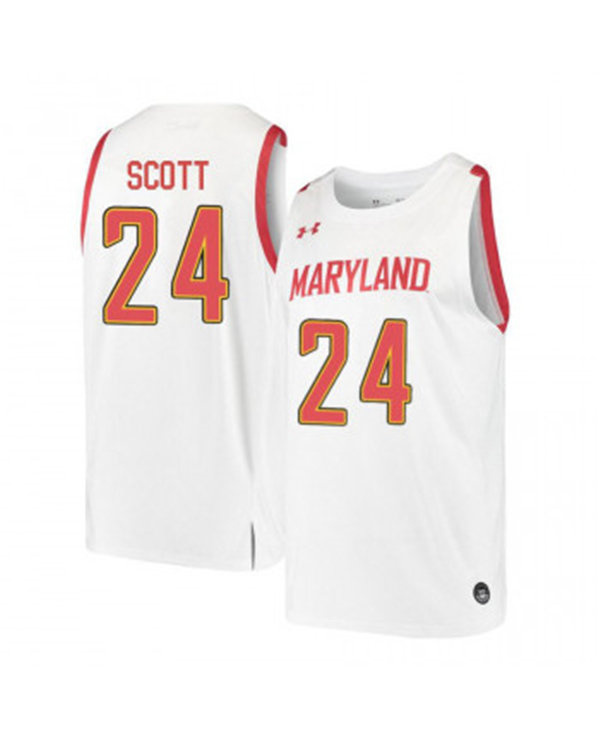 Mens Maryland Terrapins #24 Donta Scott Under Armour White College Basketball Game Jersey