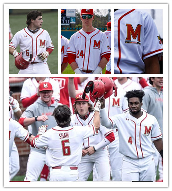 Mens Maryland Terrapins Custom Brandon Lowe Adam Kolarek LaMonte Wade Kevin Smith Under Armour White BIG M Baseball Jer