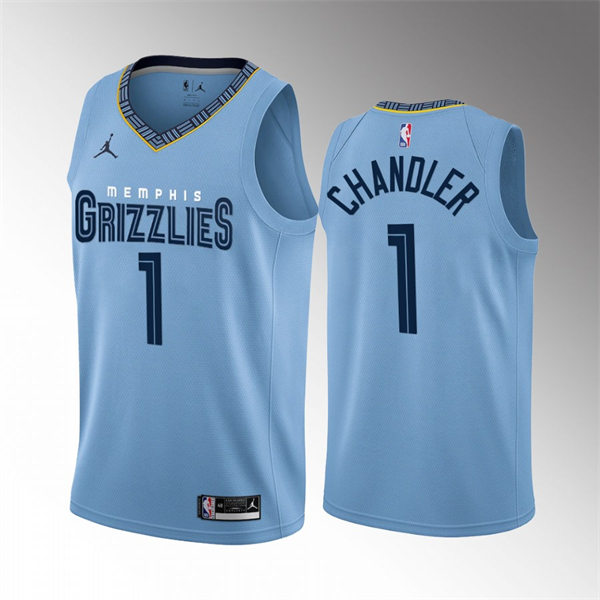 Mens Memphis Grizzlies #1 Kennedy Chandler 2022-23 Light Blue Statement Edition Jersey