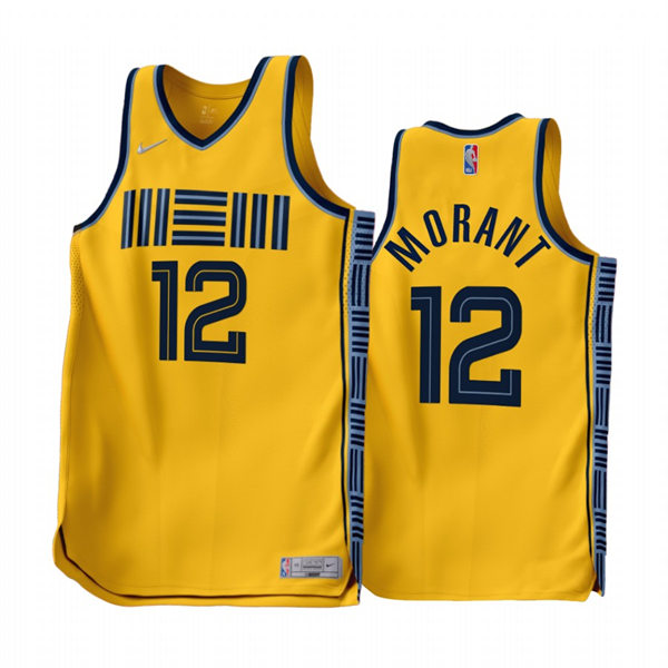 Mens Memphis Grizzlies #12 Ja Morant 2022-23 Earned Edition Jersey Gold