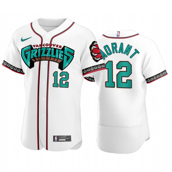 Mens Memphis Grizzlies #12 Ja Morant Nike NBA X MLB Crossover Edition Baseball Jersey