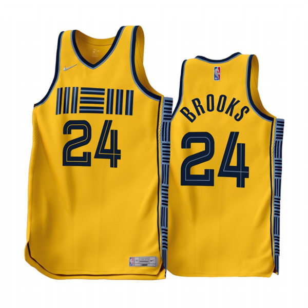 Mens Memphis Grizzlies #24 Dillon Brooks Gold 2022-23 Earned Edition Jersey