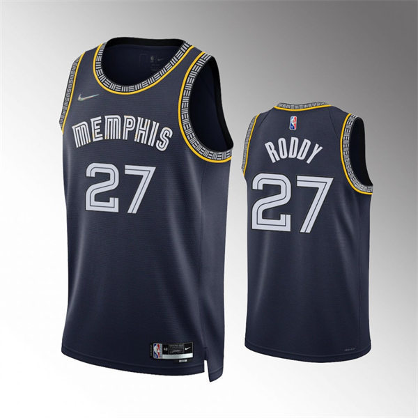 Mens Memphis Grizzlies #27 David Roddy 2021-22 Navy Diamond Badge NBA75TH City Edition Jersey