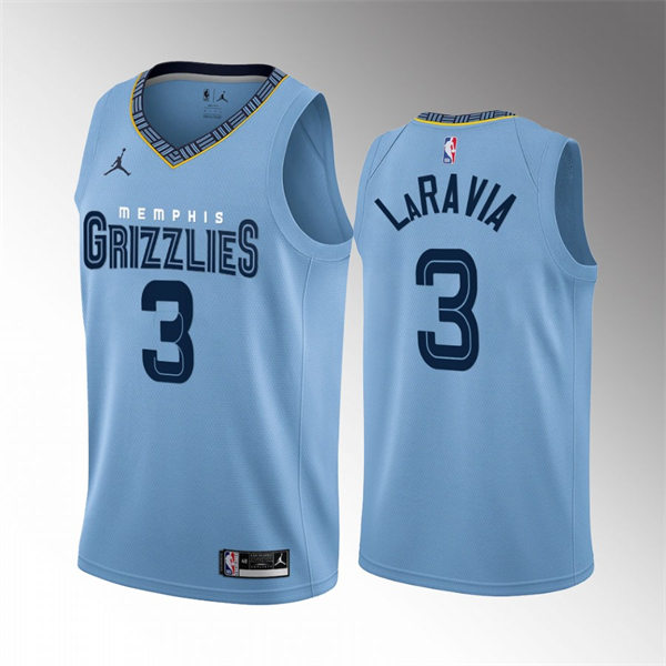 Mens Memphis Grizzlies #3 Jake LaRavia 2022-23 Light Blue Statement Edition Jersey