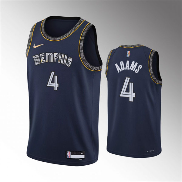 Mens Memphis Grizzlies #4 Steven Adams 2021-22 Navy Diamond Badge NBA75TH City Edition Jersey