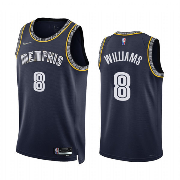 Mens Memphis Grizzlies #8 Ziaire Williams 2021-22 Navy Diamond Badge NBA75TH City Edition Jersey