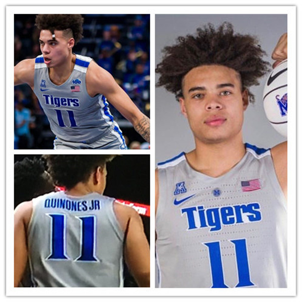 Mens Memphis Tigers #11 Lester Quinones Jr Nike 2020 Grey Tigers College Basketball Jersey