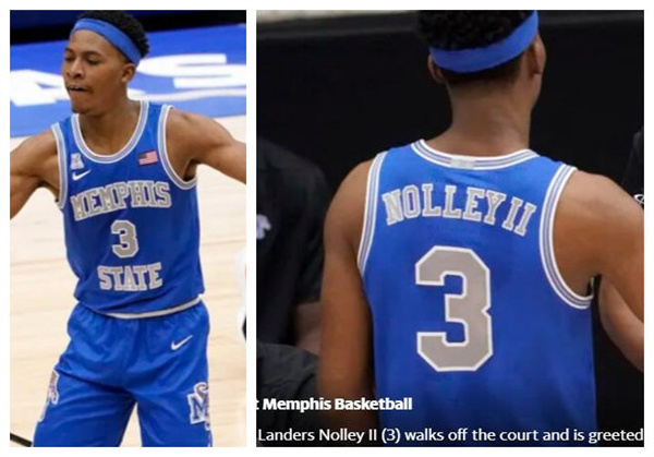 Mens Memphis Tigers #3 Landers Nolley II Blue Nike 2018 Blue Memphis State College Basketball Jersey