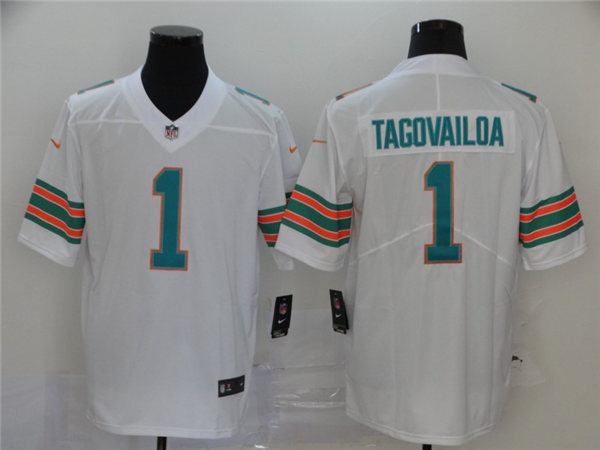 Mens Miami Dolphins #1 Tua Tagovailoa Nike White 2nd Alternate Vapor Limited Jersey