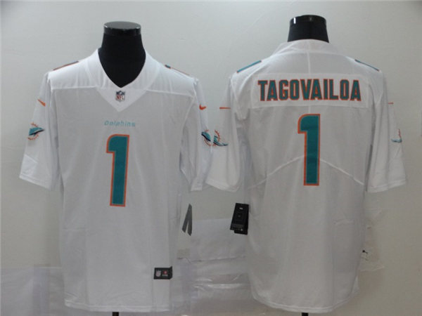 Mens Miami Dolphins #1 Tua Tagovailoa Nike White Vapor Untouchable Jersey