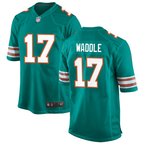 Mens Miami Dolphins #17 Jaylen Waddle Nike Aqua Retro Alternate Vapor Limited Jersey