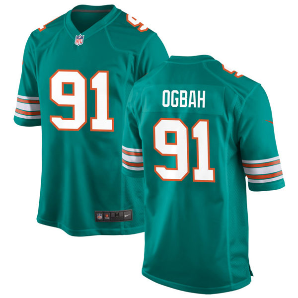 Mens Miami Dolphins #91 Emmanuel Ogbah Nike Aqua Retro Alternate Vapor Limited Jersey