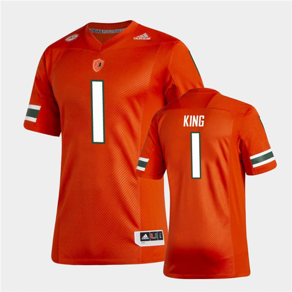 Mens Miami Hurricanes #1 D'Eriq King Adidas 2021 Orange College Football Game Jersey