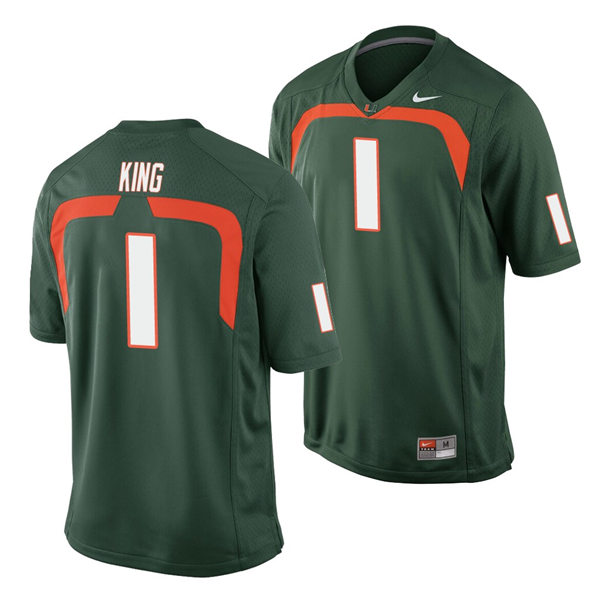 Mens Miami Hurricanes #1 D'Eriq King Nike Green College Throwback Football Jersey