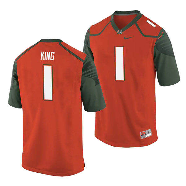 Mens Miami Hurricanes #1 D'Eriq King Nike Orange Limited Throwback Football Jersey