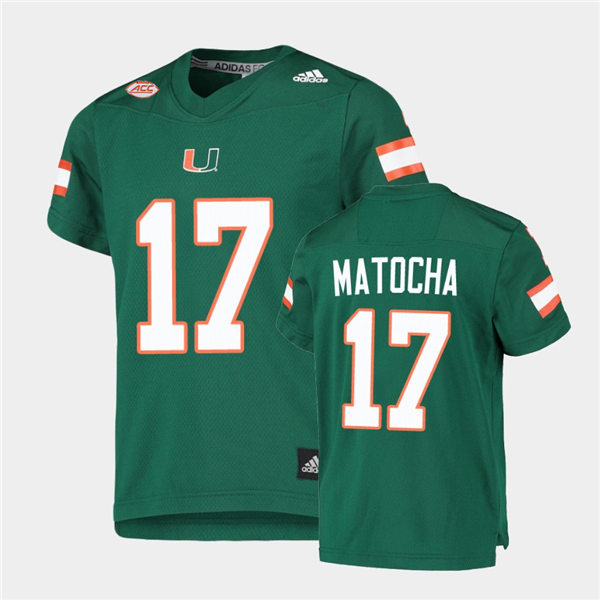 Mens Miami Hurricanes #17 Peyton Matocha Adidas Green College Football Game Jersey