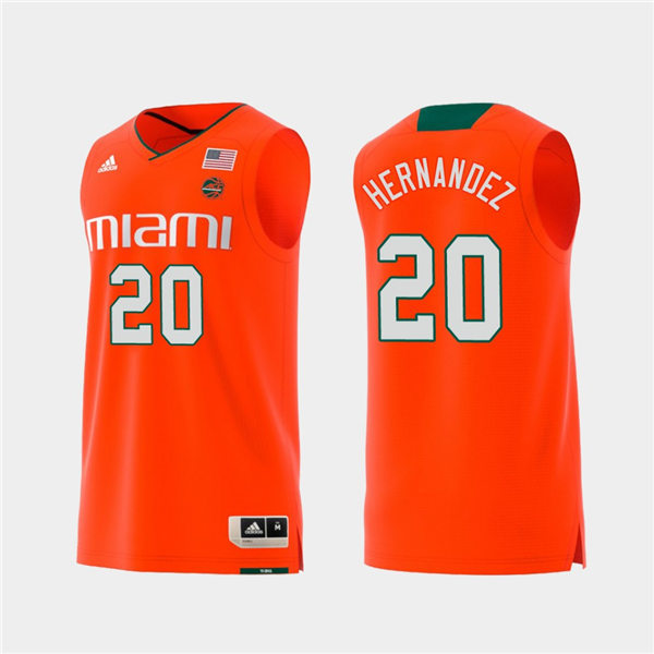 Mens Miami Hurricanes #20 Dewan Hernandez Adidas 2019 Orange College Basketball Jersey