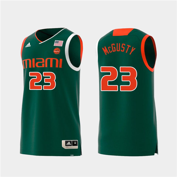 Mens Miami Hurricanes #23 Kameron McGusty Adidas 2019 Green College Basketball Jersey