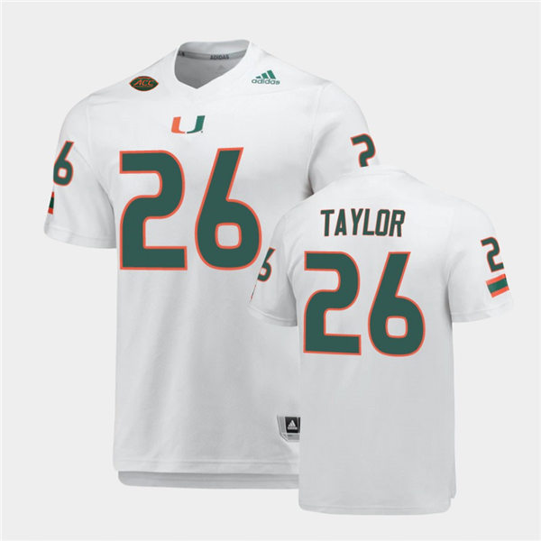 Mens Miami Hurricanes #26 Sean Taylor Miami Hurricanes Adidas White College Football Game 