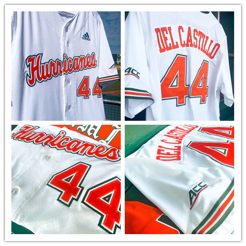 Mens Miami Hurricanes #44 Adrian Del Castillo Adidas 2021 White Hurricanes College Baseball Game Jersey