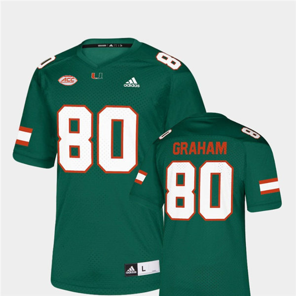 Mens Miami Hurricanes #80 Jimmy Graham Adidas Green Alumni Football Jersey