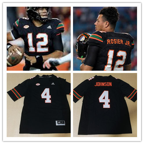 Mens Miami Hurricanes Custom Adidas Black Football Game Jersey