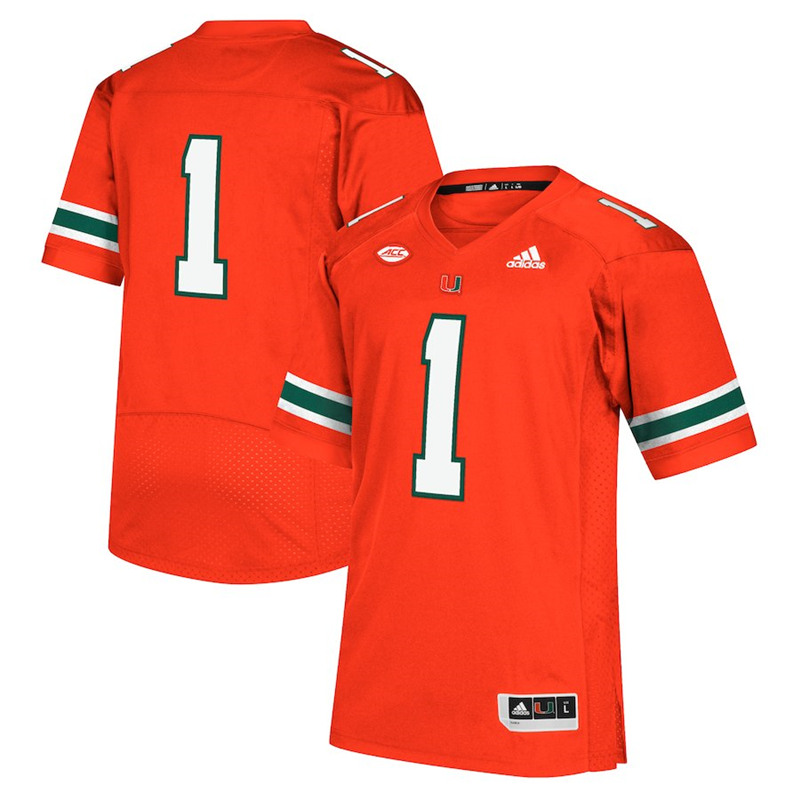 Mens Miami Hurricanes Custom Adidas Orange Football Game Jersey