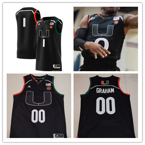 Mens Miami Hurricanes Custom Elijah Olaniyi Earl Timberlake Willie Herenton Adidas 2019 Black Basketball Jersey