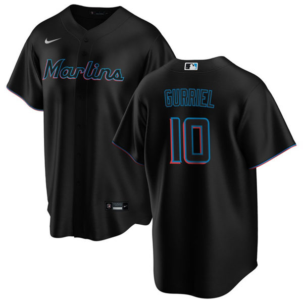 Mens Miami Marlins #10 Yuli Gurriel Nike Black Alternate Replica Jersey