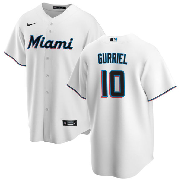 Mens Miami Marlins #10 Yuli Gurriel Nike White Home Replica Jersey