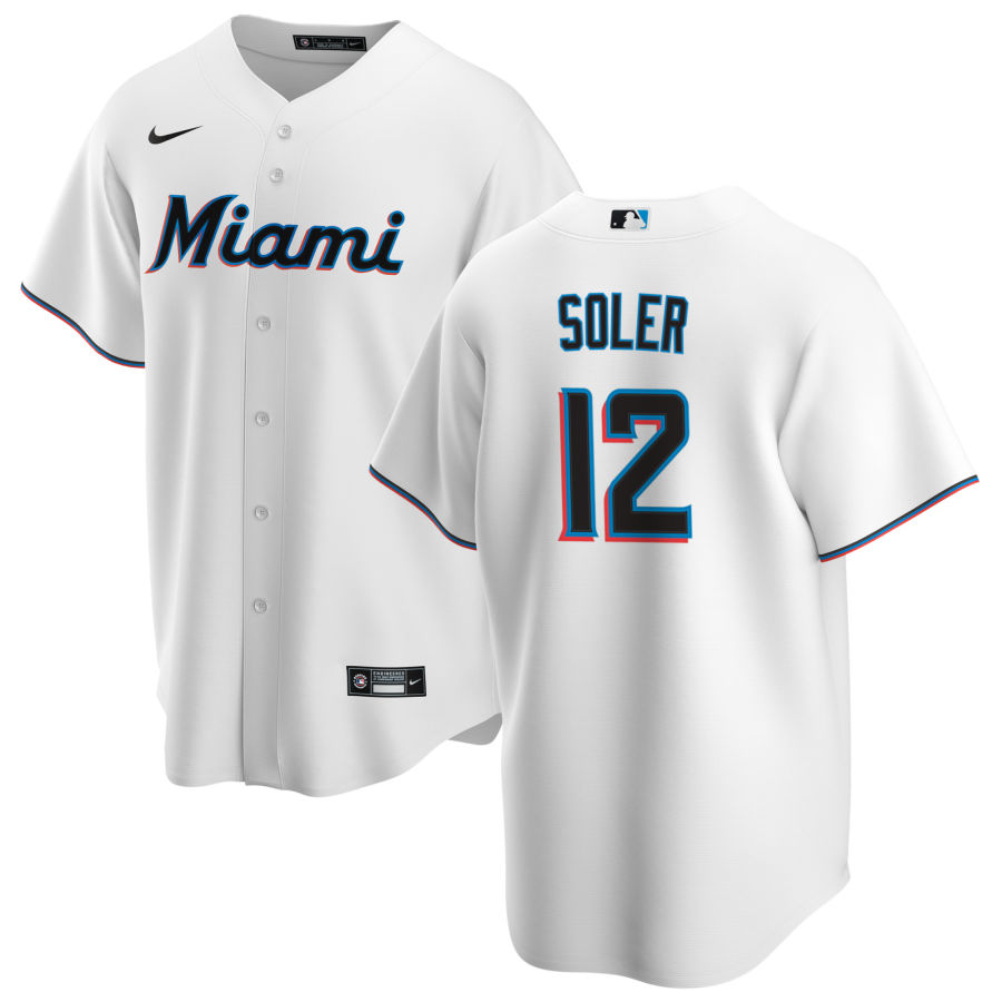 Mens Miami Marlins #12 Jorge Soler Nike White Home FlexBase Player Jersey1